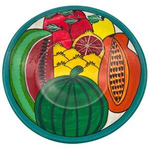 Mexican Hand Painted Fruit Wall Plate 7.5" Terracotta Kitchen Decor